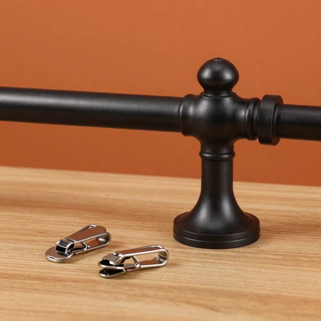 Metalliske kurtainstænger i sølv